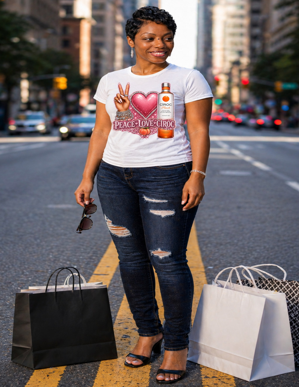 Peace Love Ciroc Peach-T-shirt