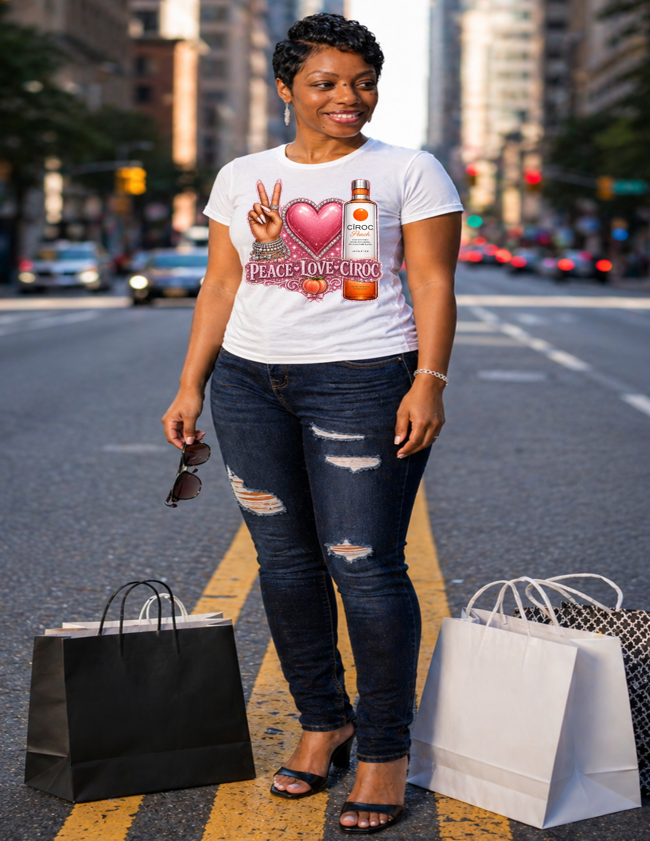 Peace Love Ciroc Peach-T-shirt