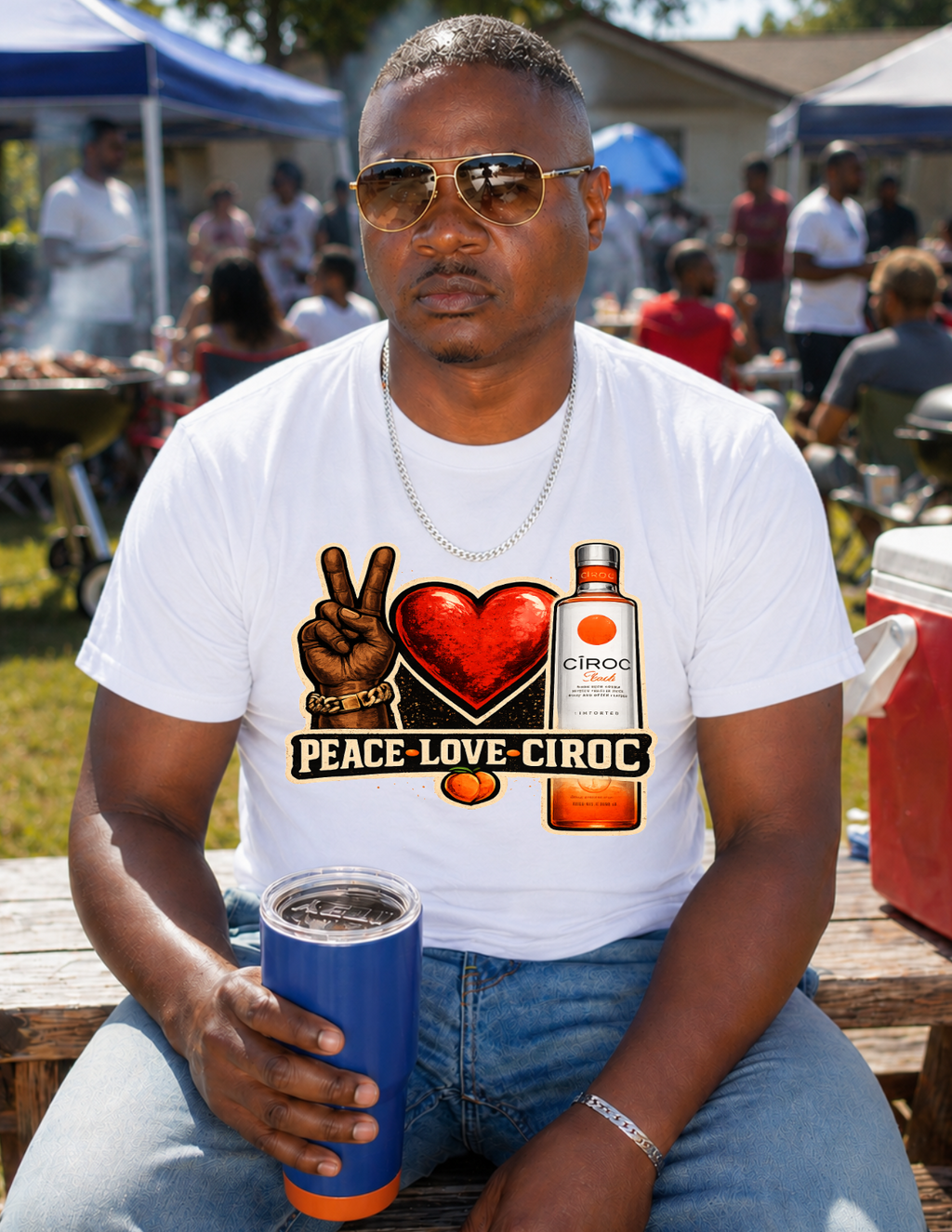 Peace Love Ciroc Peach-T-shirt